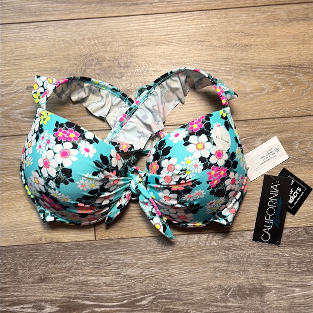 California Waves Floral Bikini Top